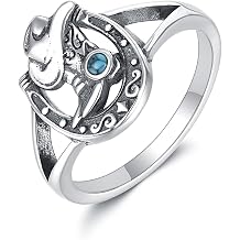 URONE Horseshoe Ring 925 Sterling Silver Cowboy Cowgirl Boot Ring Western Jewelry Gifts for Women Men