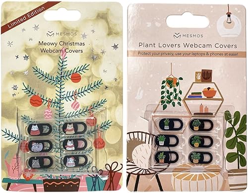 MESMOS Meowy - Funda para cámara de ordenador portátil con diseño de gato y planta, paquete de 6 unidades cada una, ideal para rellenar calcetines