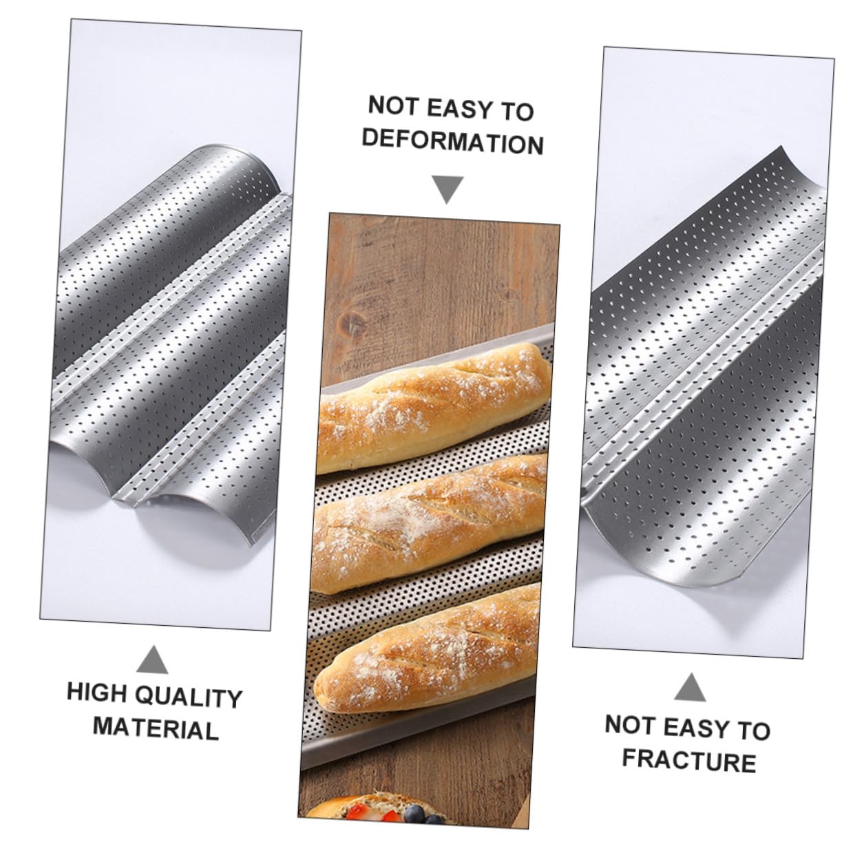 Gadpiparty Molde Superficie Lisa y Fácil de Limpiar 2 Piezas para Pan Francés de Acero Inoxidable Bandeja para Horno Adecuado para Cocina en Casa y Repostería