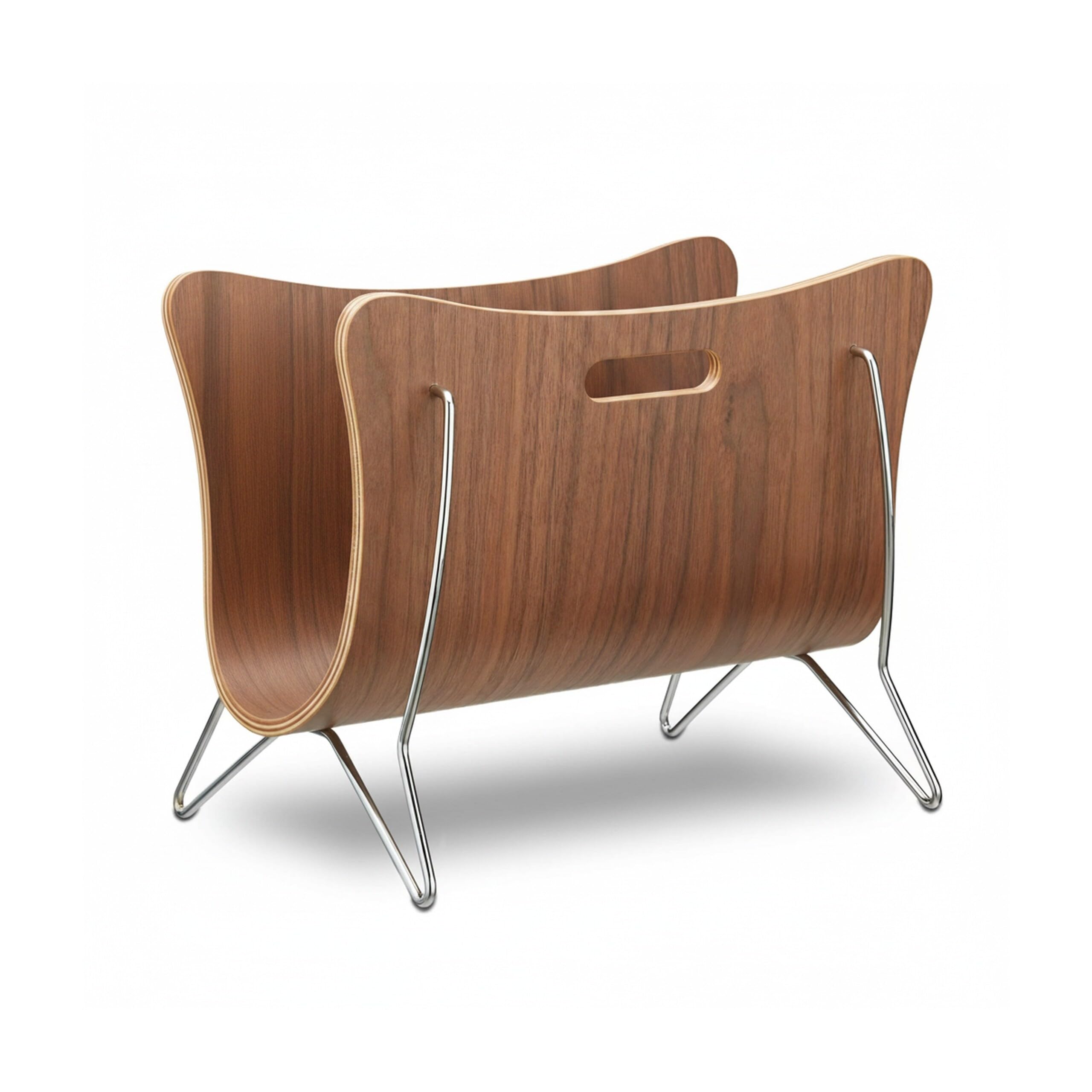 Relaxdays Porte-magazines en bois porte-revues support pour journaux poignée design rétro moderne HxlxP: 30 x 37 x 25 cm, marron