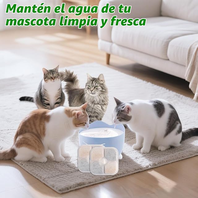 Foto 2 de 7 de Foydream 20 Piezas Filtros para Fuente de Gatos con 4 Mangueras, Filtro de Agua con Carbón Activado para Gatos