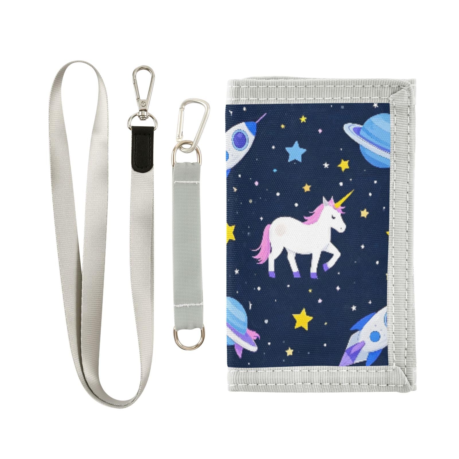 ALAZA Kids Wallets for Boys Girls Toddler Trifold Wallet Children Small Cartoon Planet Rockets with Zipper Coin Pocket