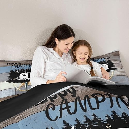 Miniatura 4 de Erosebridal Juego de edredón para caravana tamaño King, juego de ropa de cama de campamento para cámper, edredón de plumón de brújula para niños y