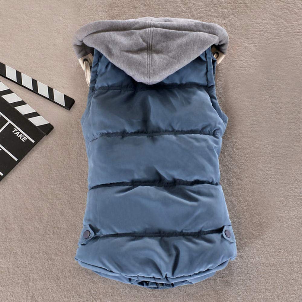 &ET Damen Steppweste,Damen Weste Stehkragen Abnehmbare Kapuze Verdicken Warme Marineblaue Steppjacken Für Damen Mit Reißverschluss Gepolsterte Taschen Herbst Winter Baumwollweste Für Mädchen Damen