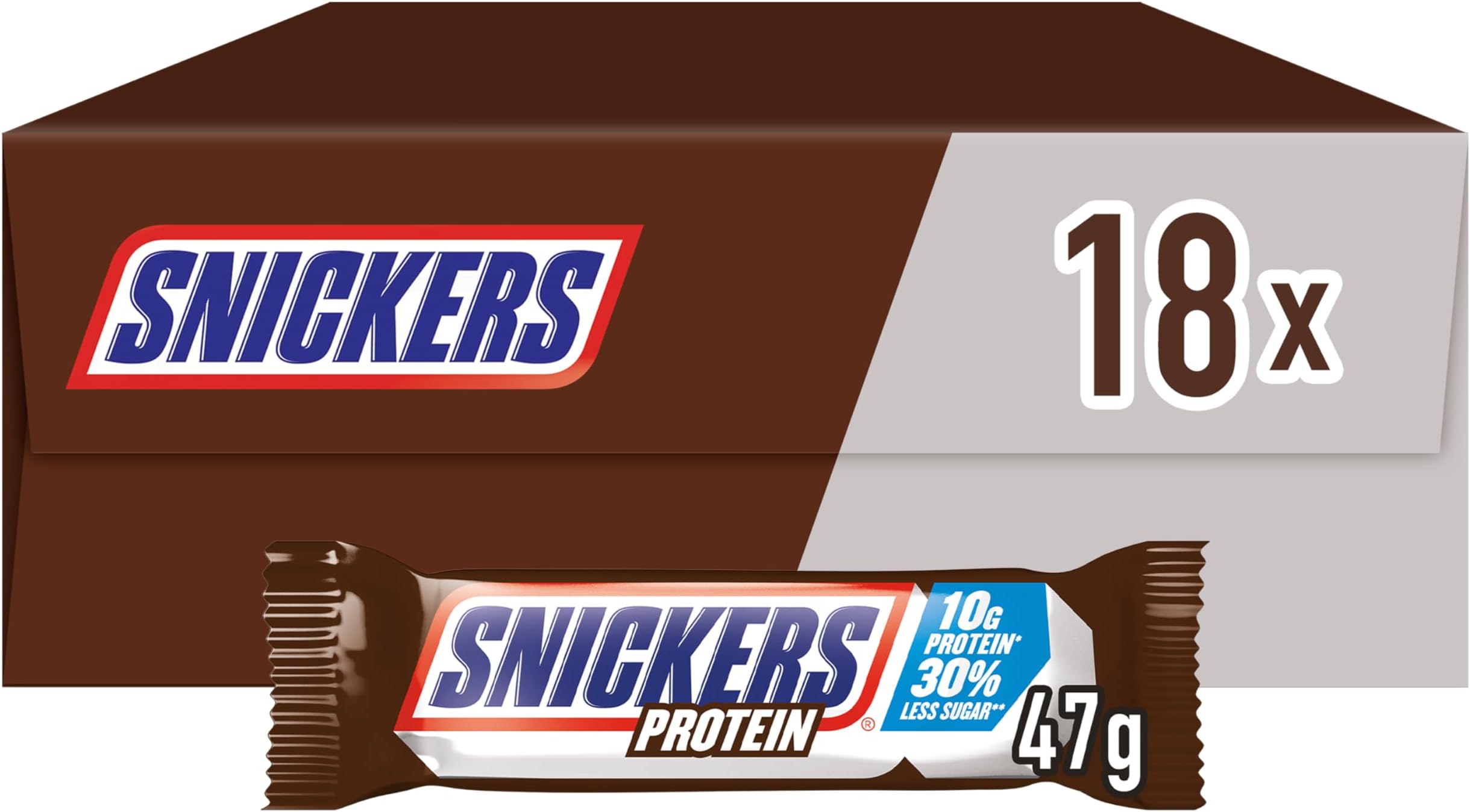 Chocolate Protein Bars, Peanut Butter, Caramel & Milk Chocolate Bulk Box, 18 x 47g, Ideal for Gift, Snacks or Hamper