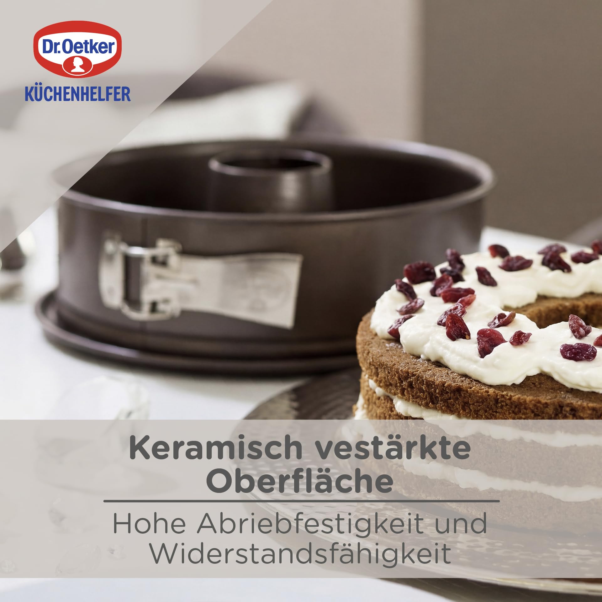 Dr. Oetker Springform mit Servier- & Rohrboden Ø 28 cm Back-Edition – Backform mit keramisch verstärkter Antihaft-Beschichtung, schnitt-& kratzfester Boden, hitzebeständig bis 230°C, 3650 ml