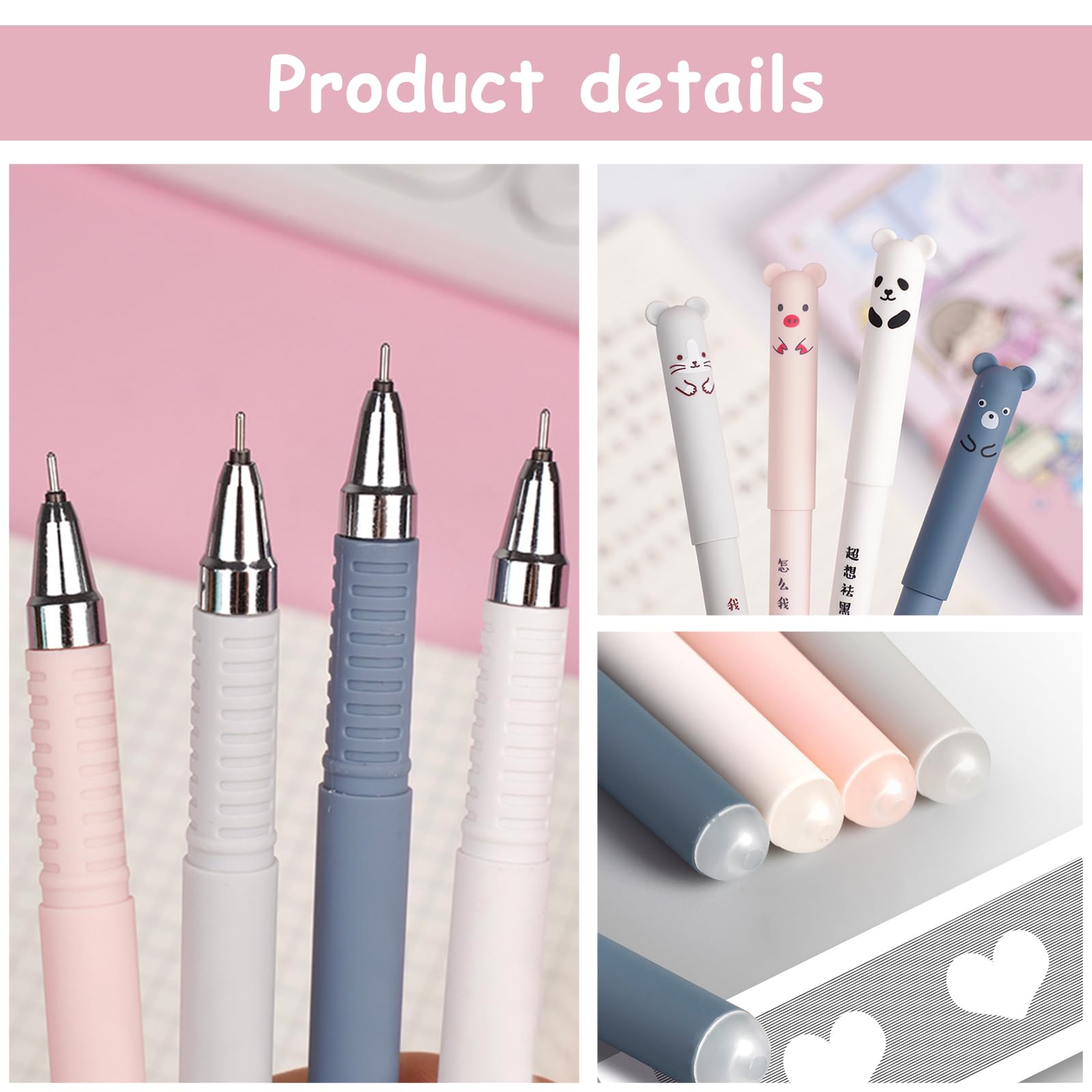 Set di 27 ricariche di penna gel cancellabile Kawaii, cartone animato, animali carini, gatto cancellabile, stanghetta lavabile per impugnatura di penna a scuola | SHEIN ALIA