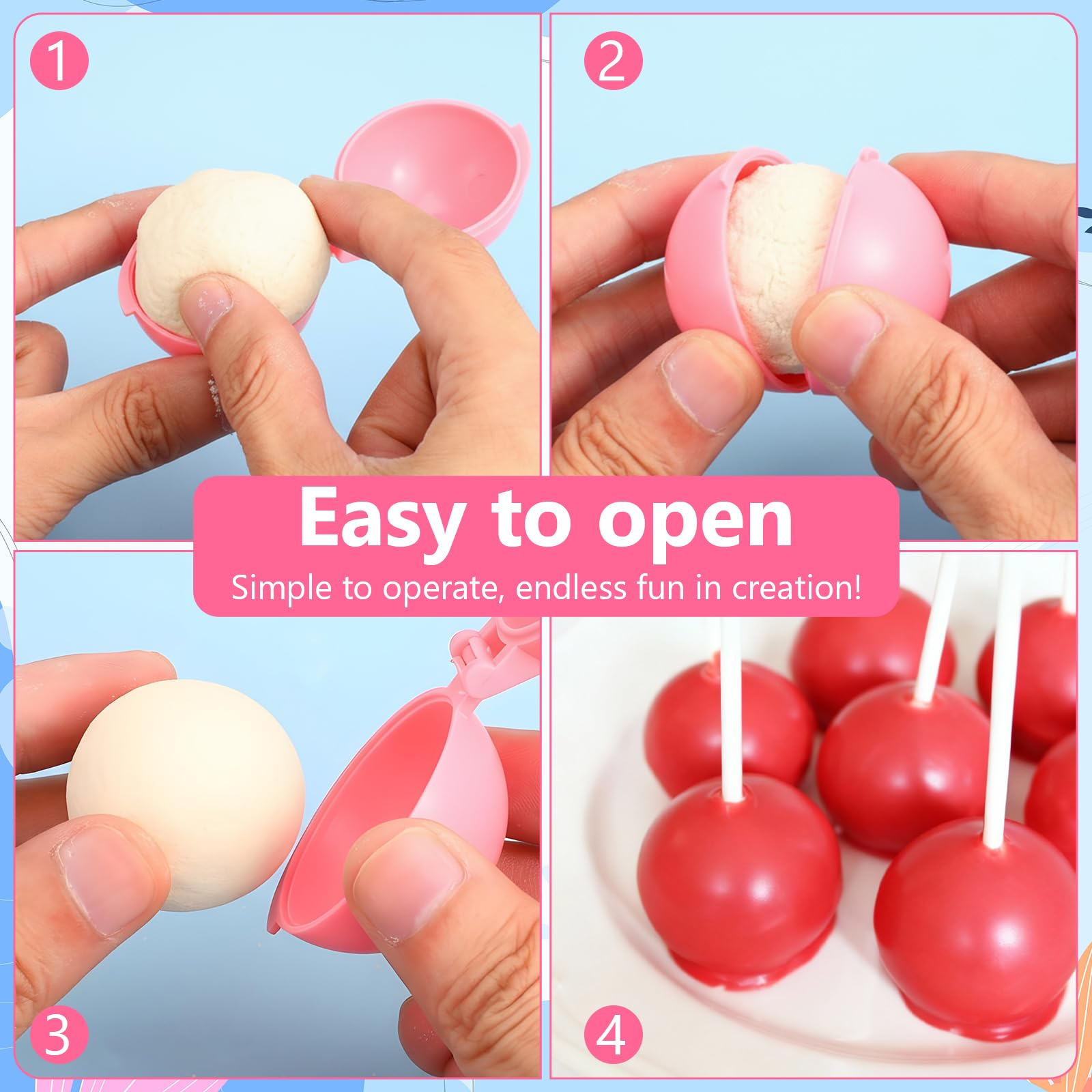 4 foremki do ciast pop, 4 foremki, zestaw foremek do ciast pop, 3D, okrągłe formy do pieczenia, ciastka DIY, na przyjęcie urodzinowe, desery weselne