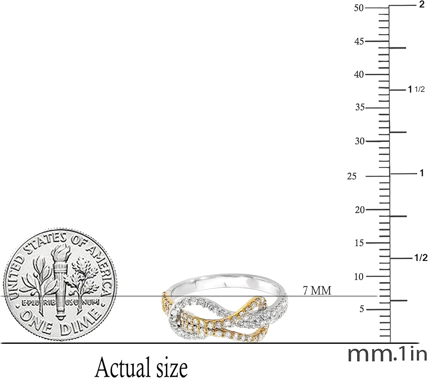Dazzlingrock Collection 0.45 Ctw White & Round Diamond Womens Cocktail Ring, 14K Two Tone Solid White & Yellow Gold