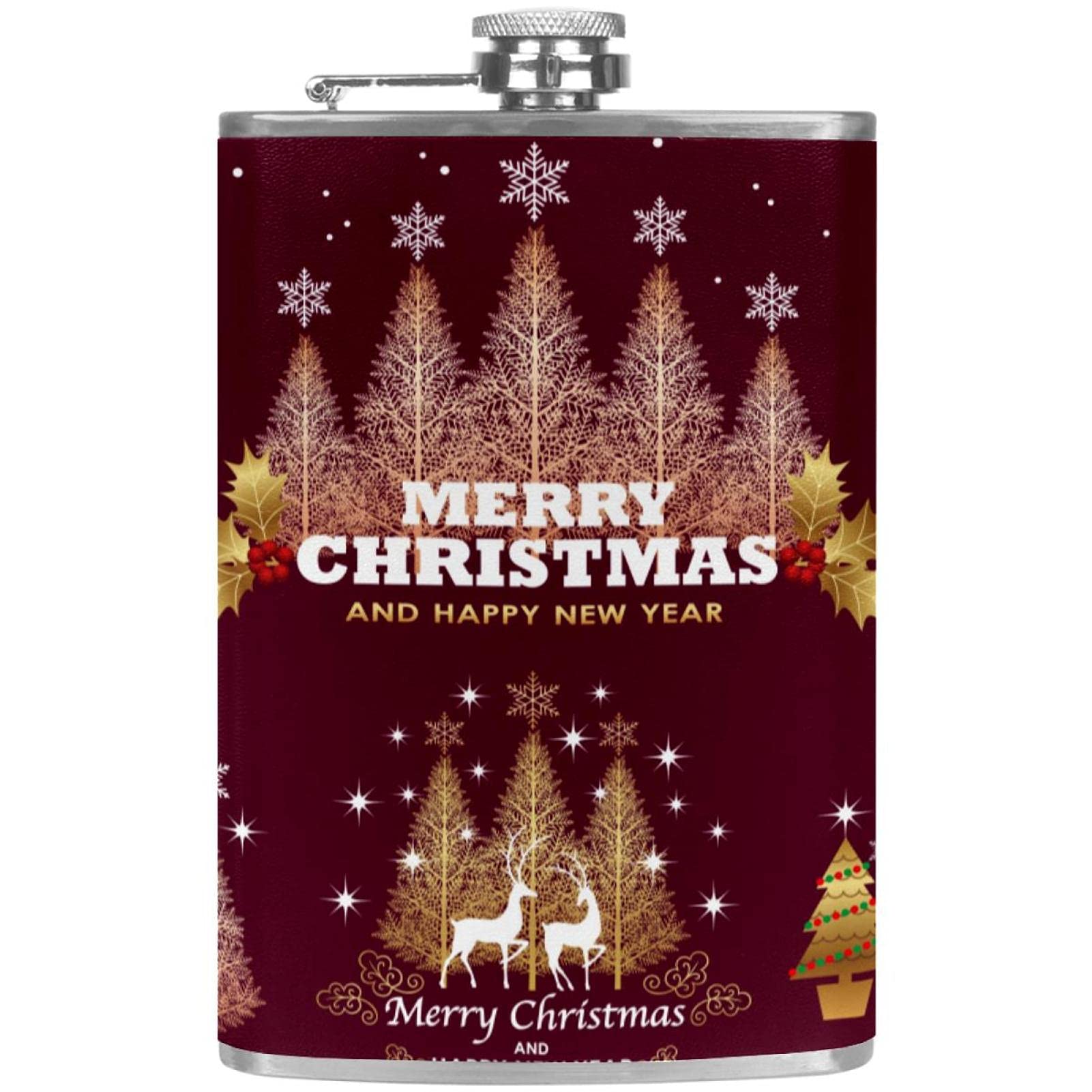 Flasque de Noël anti-fuite avec entonnoir pour le whisky en randonnée hivernale