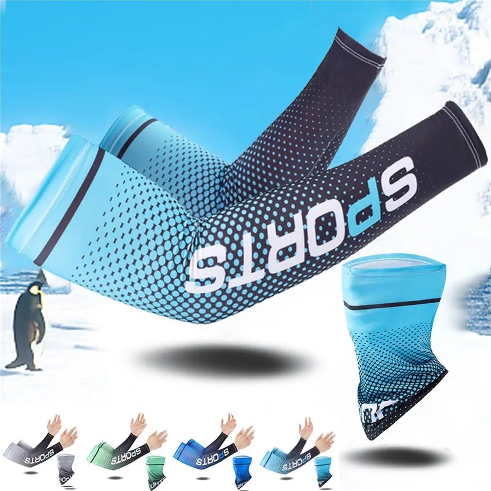 Mangas para brazos, 3 pares de mangas de seda de hielo, protector solar, protección solar, manga de brazo, antideslizante, para hombres y mujeres, guantes largos para exteriores, 1-azul oscuro, Talla