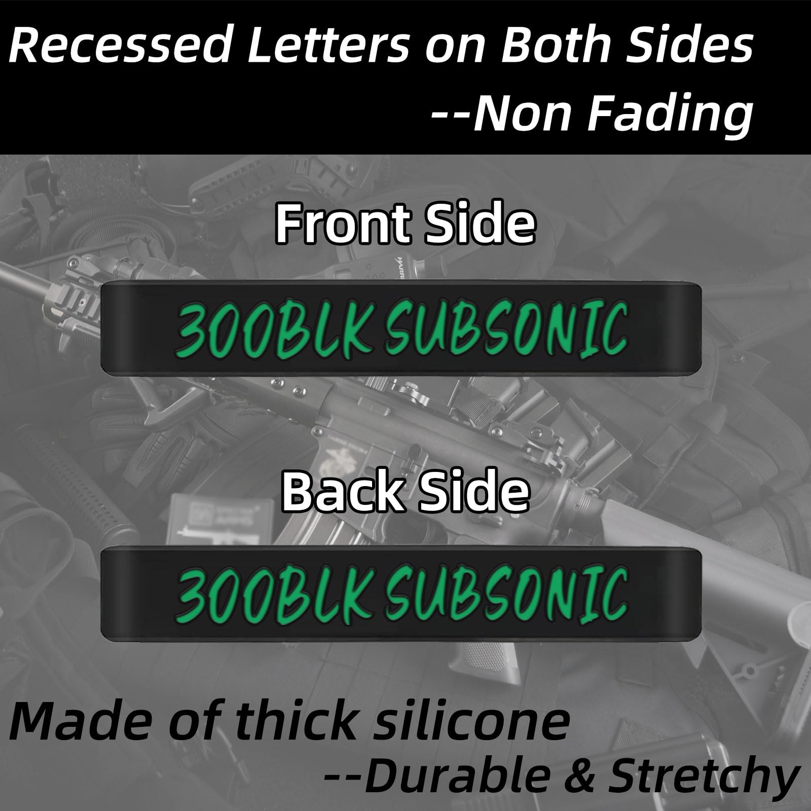 12 Pack Magsaddle .300 Blackout Subsonic Magazine Marking Bands .300 BLK Subsonic Caliber Identification Holster Accessories (Black - Green)