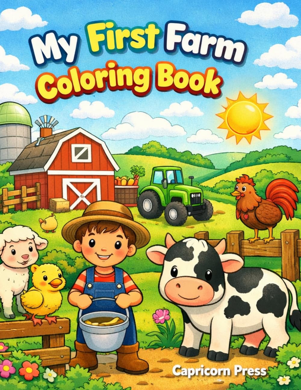 My First Farm Coloring Book: Cute and Simple Farm Animals for Toddlers and Preschool Kids Ages 1–5