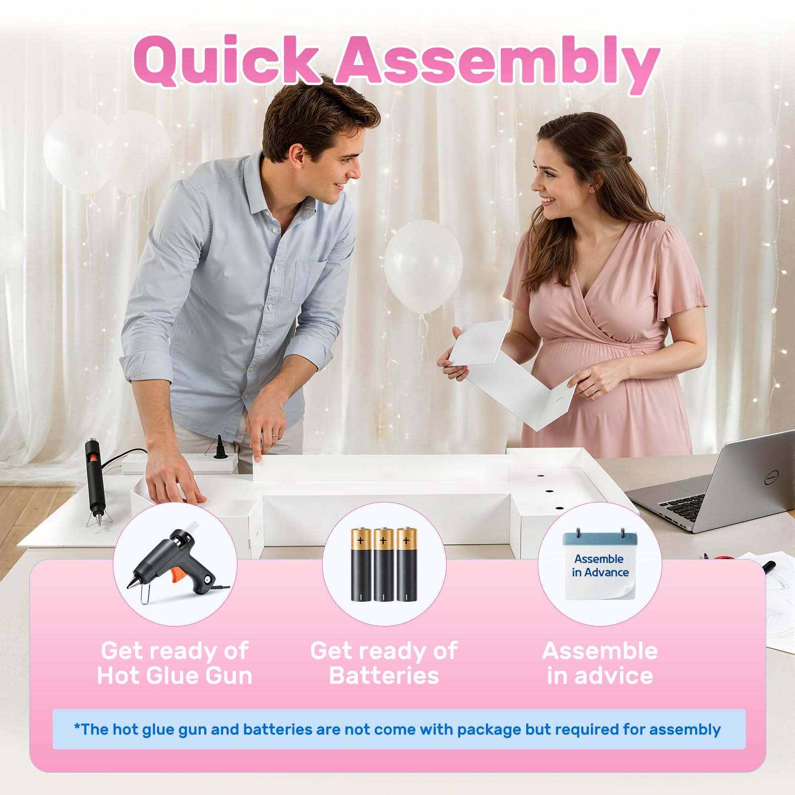 Litery namiotowe do dekoracji na baby shower, 100 cm litery dziecięce na baby shower, podświetlane litery dekoracje ujawniające płeć