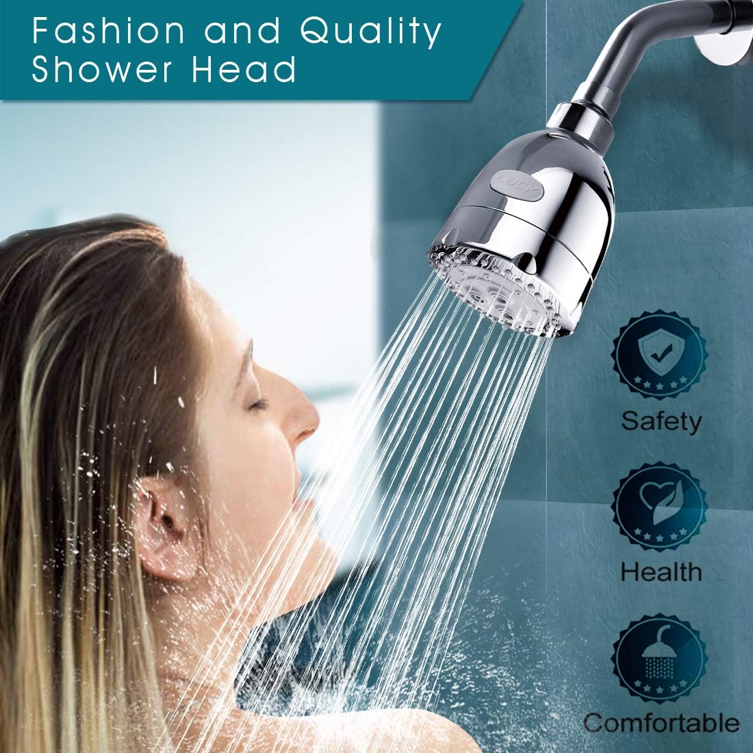 BRIGHT SHOWERS Filter Shower Head for Hard Water, Chlorine and Heavy Metals, High Output Bathroom Water Softener Rainfall Shower Head for Hair, 3 Settings Spray, 2 Replacement Filter Cartridge, Chrome