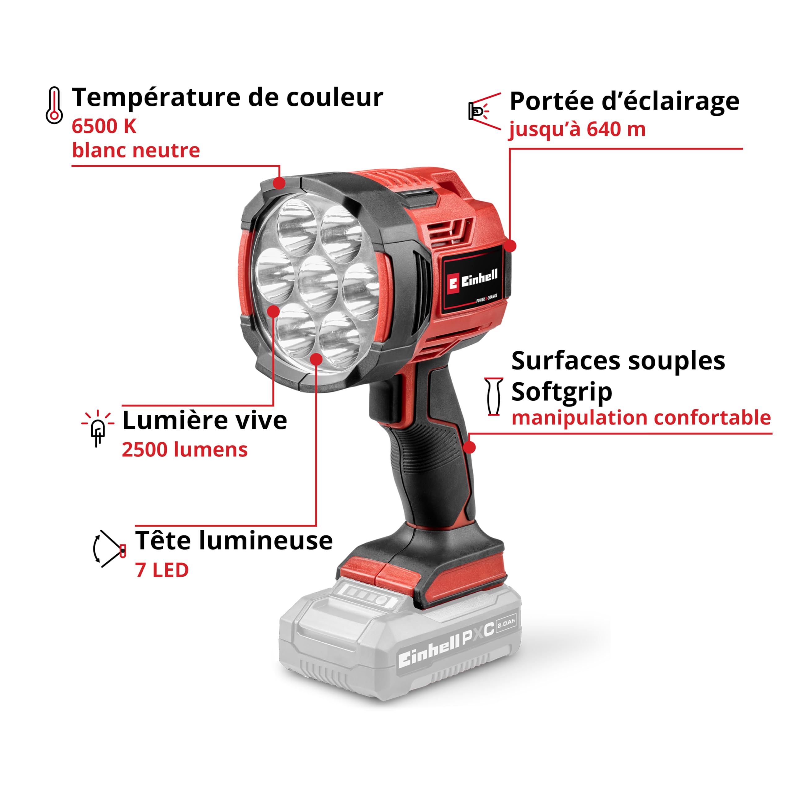 Einhell Lampe torche sans fil TE-CL 18/2500 Li-Solo