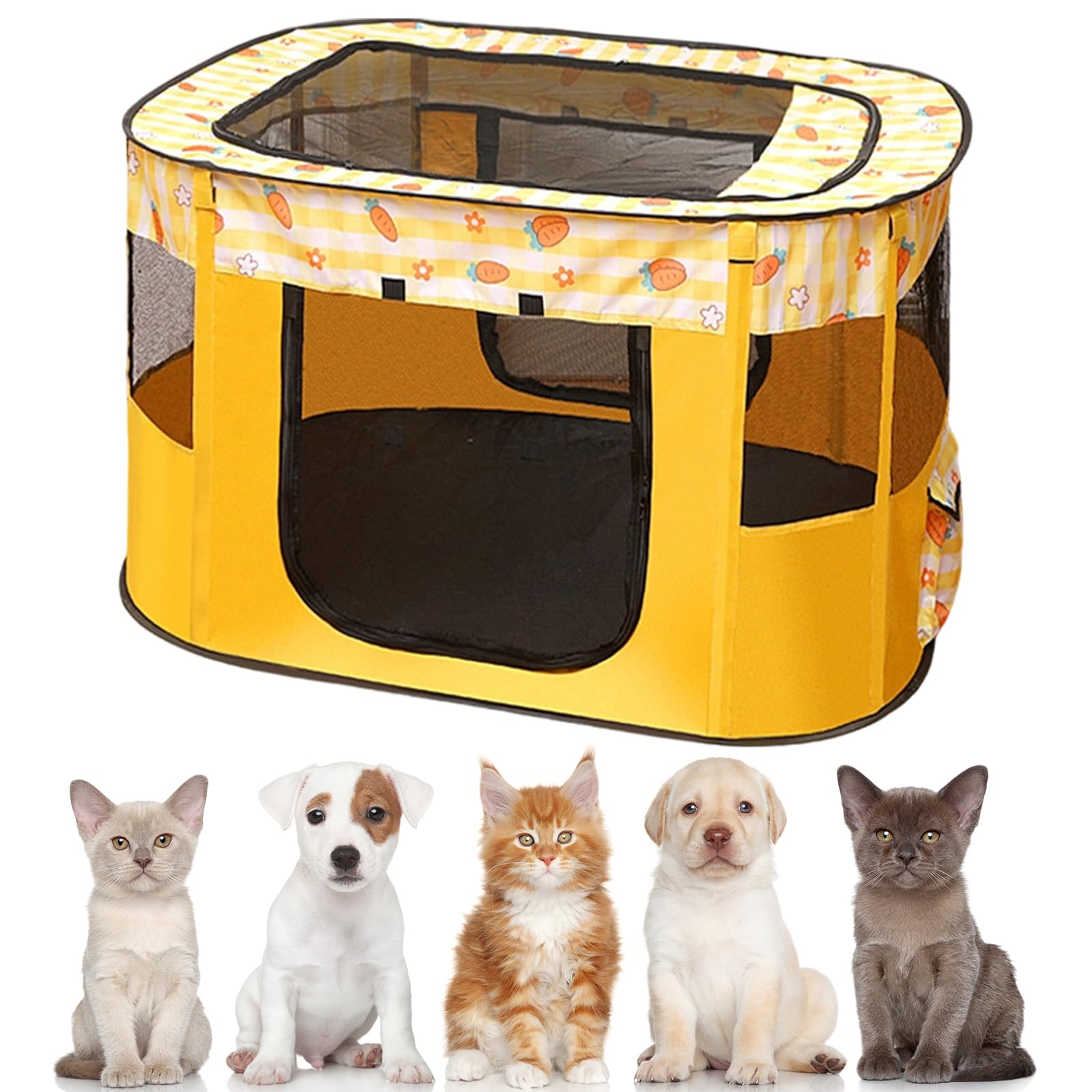 EUBSWA Recinto per cuccioli, 90x70x58cm Recinto per animali domestici per cani, gatti, conigli e roditori per interni ed esterni