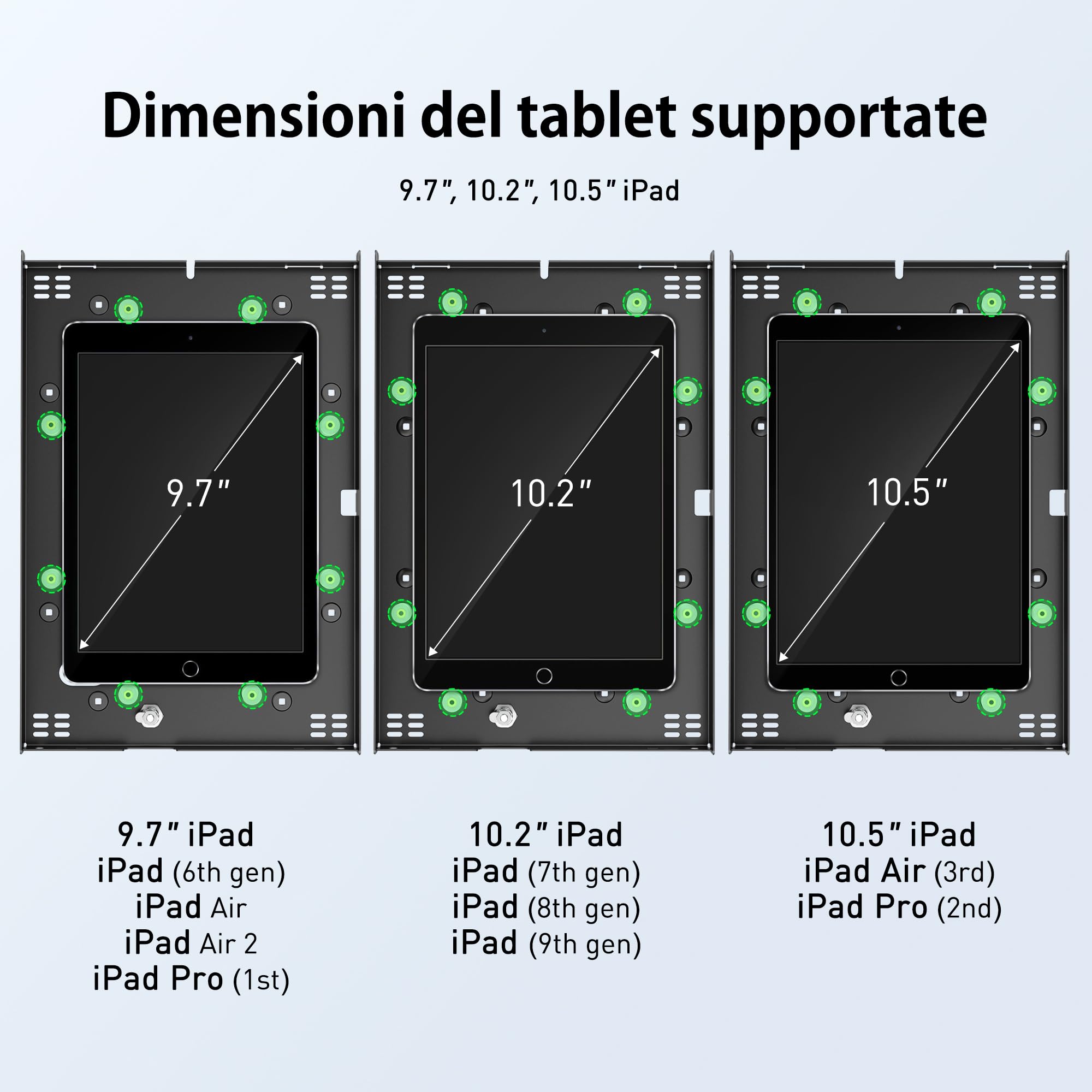 AboveTEK Porta Tablet Antifurto - Supporto di Sicurezza Bloccabile per iPad Supporto POS da Banco e Muro Base Girevole a 360° per Kiosk per iPad Air Pro - Ideale per il Business Retail - Nero