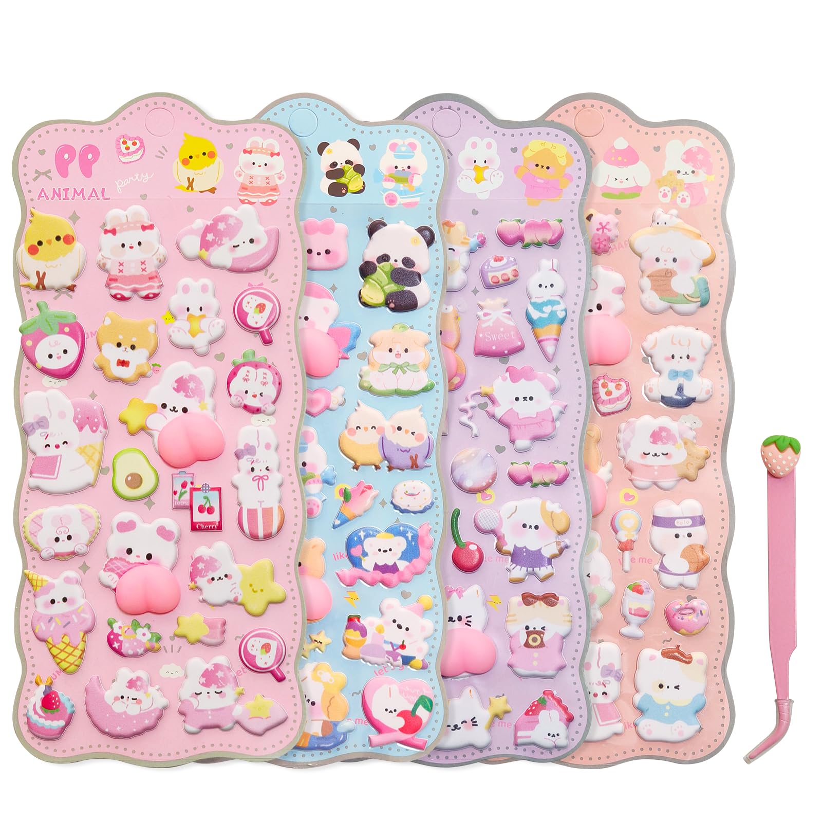 【40%OFF】【1,188円】 BlissPost 3D立体 ぷにぷにシール 4種セット ピンセット付属