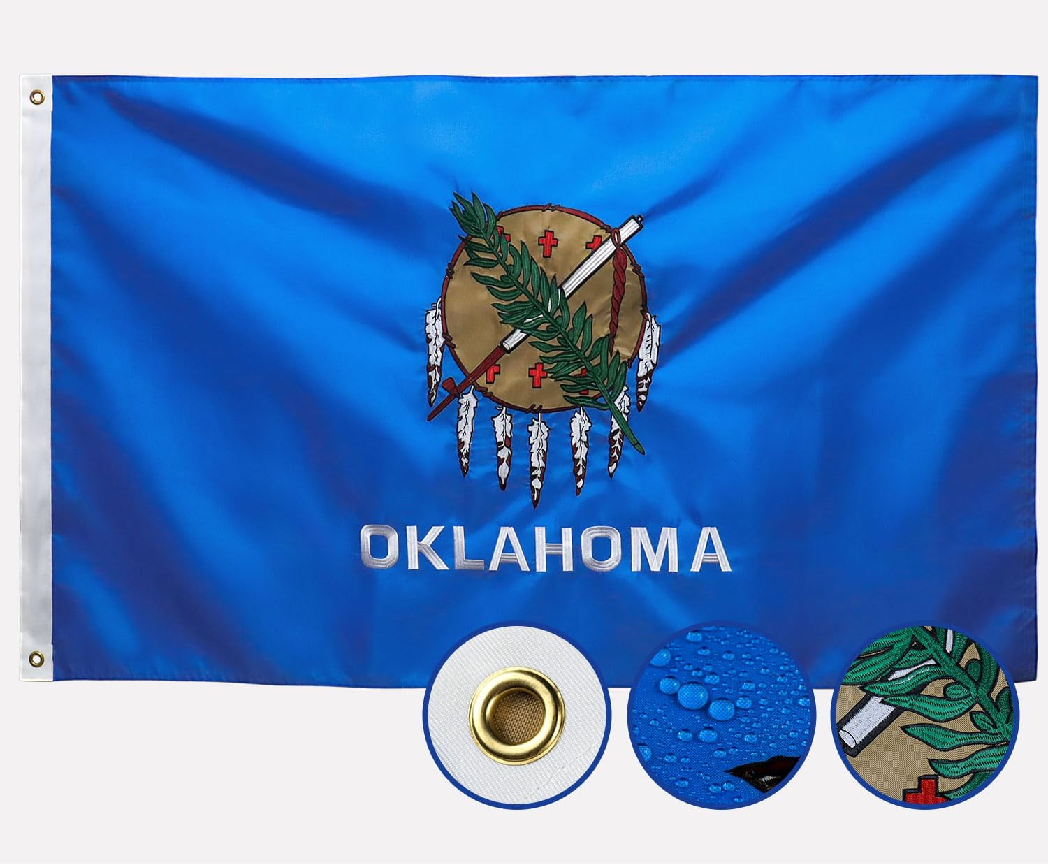 Double Sided Oklahoma State Flag 3x5 Outdoor Made In USA