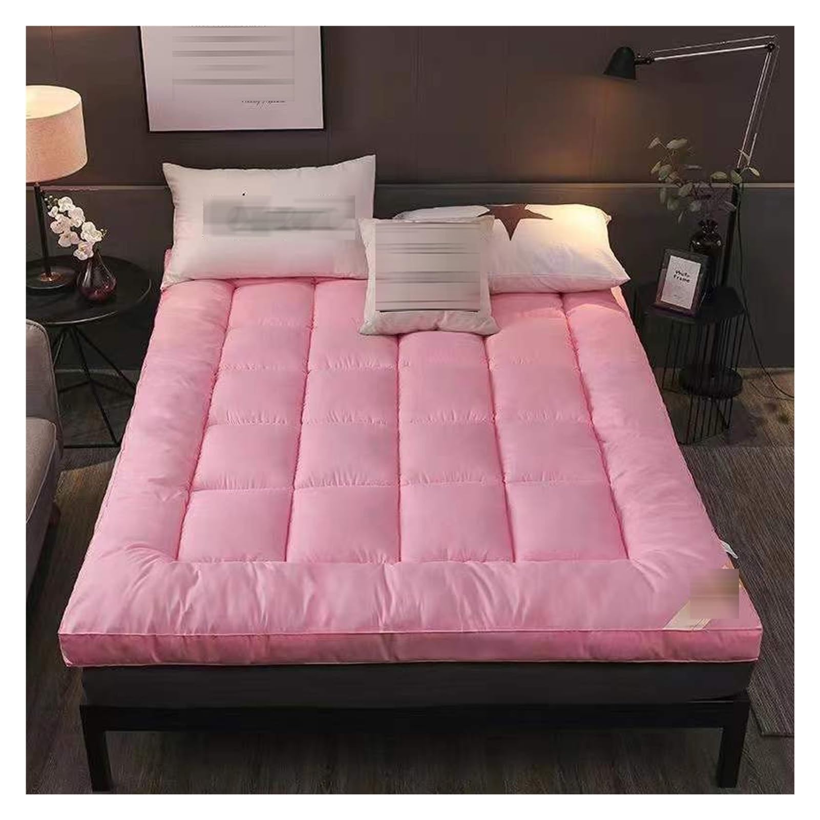 Meiiron Japanese Futon Mattress, Thick Folding Sleeping Pad Breathable Floor Lounger Guest Bed, Quilted Bed Mattress Topper Foldable Mattress(Pink,150x200cm)