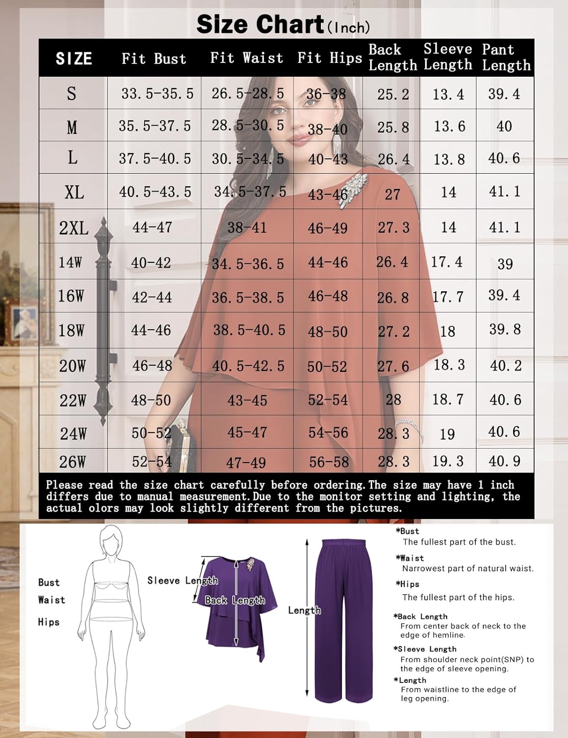 Hanna Nikole Plus Size Mother of Bride Pant Suits 2 Piece Chiffon Sets Ruffle Layers Wedding Guest Outfit - Image 6