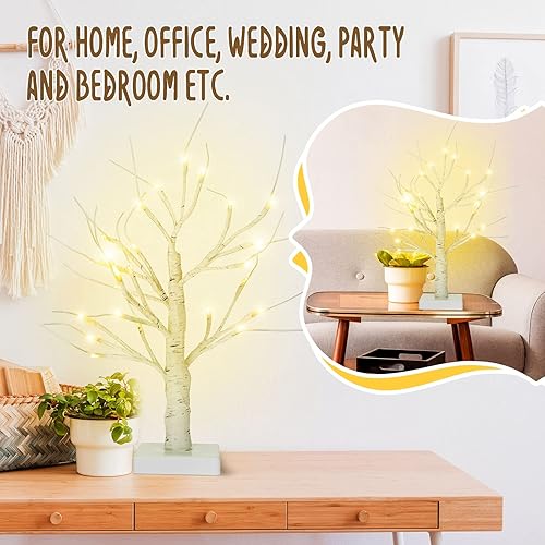 Miniatura 6 de Árbol de abedul iluminado con luz LED, decoración del hogar, regalos para mujeres, abedul artificial iluminado, funciona con pilas o USB
