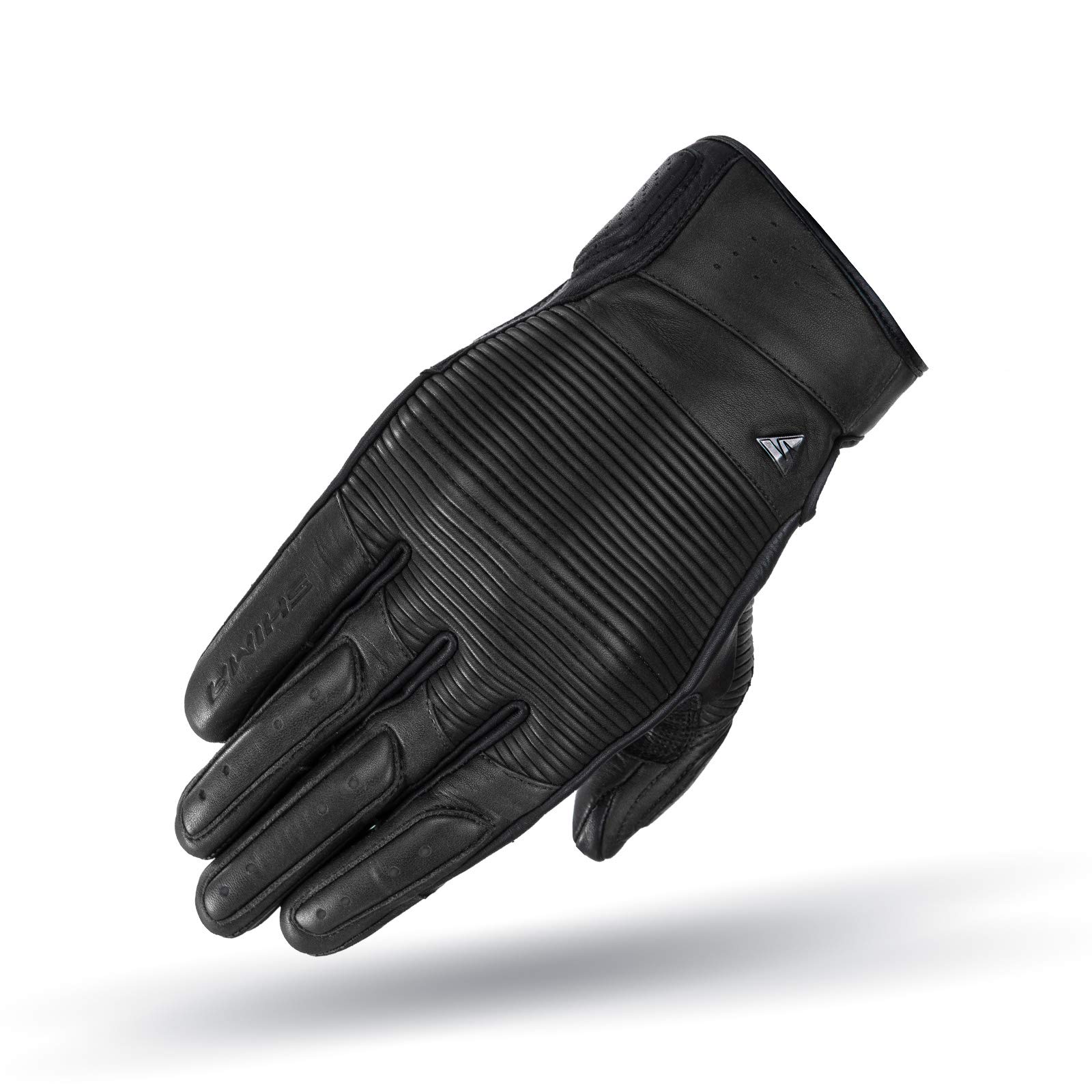 SHIMA BLAKE GLOVES BLACK, klasyczne rękawice motocyklowe w stylu vintage, z ochraniaczami (czarne, L)