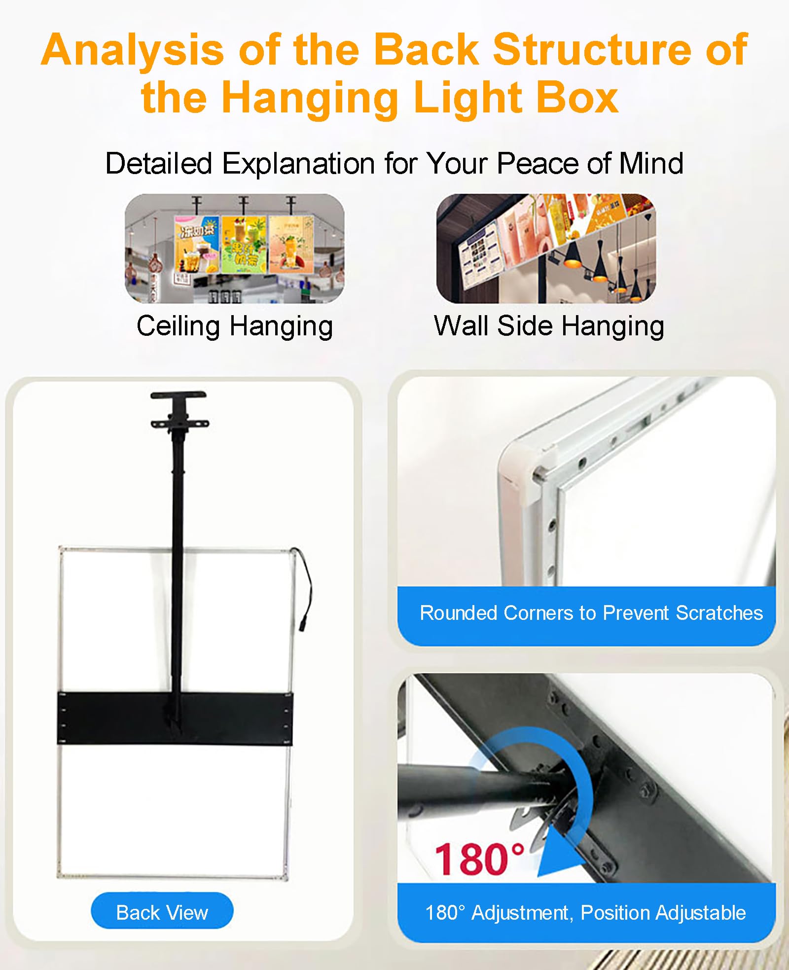 Pannello Luminoso per Poster di Ristoranti, Display LED Ultrasottile Sospeso, Pannello Pubblicitario Retroilluminato, Display Retroilluminato a Risparmio Energetico 1PC 43.5 * 60cm