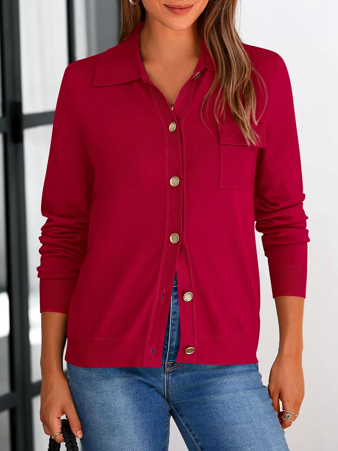 PRETTYGARDEN Women's 2026 Spring Long Sleeve Knitted Button Down Shirts Lightweight Cardigan for Women Dressy Casual Tops - Image 4