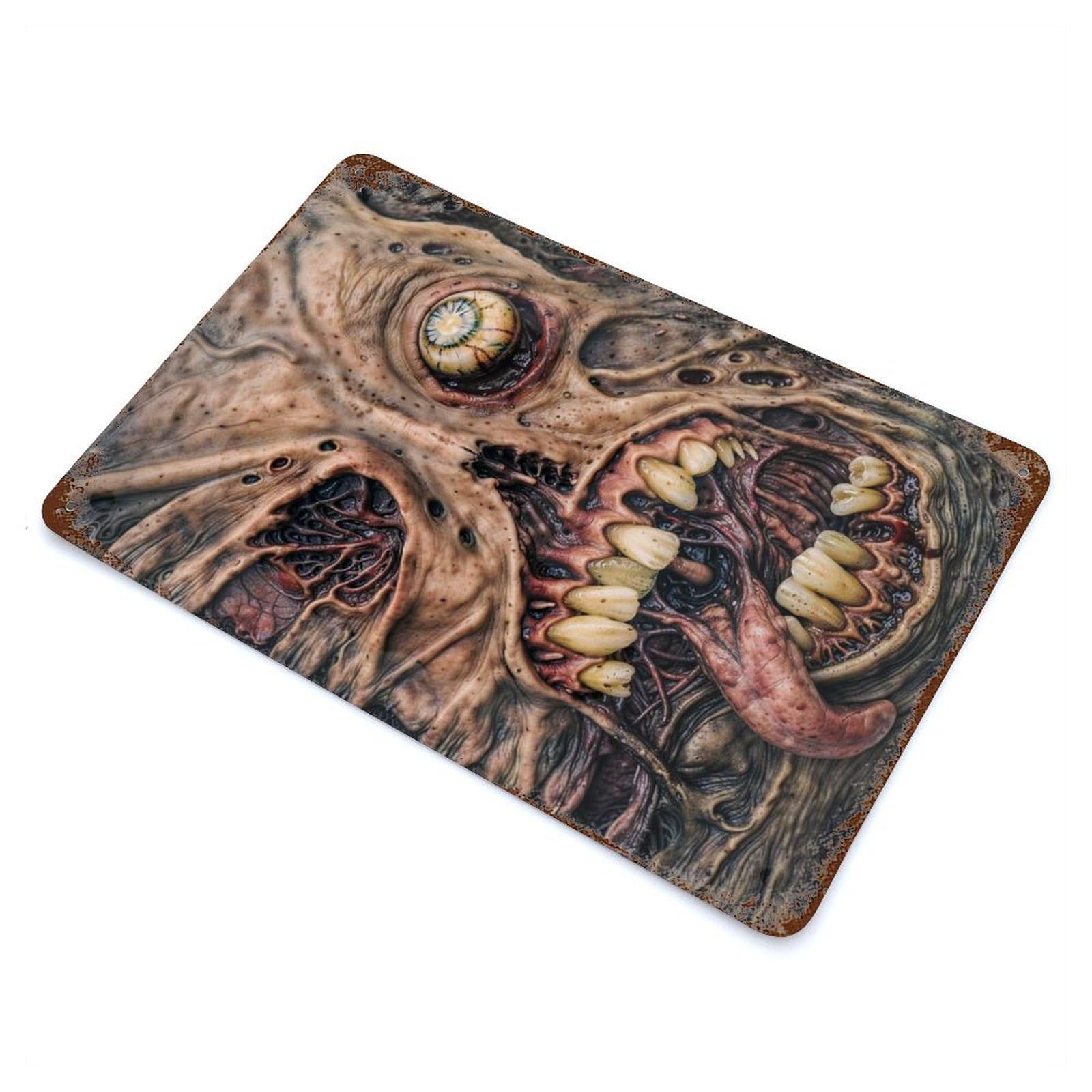 Necronomicon Rust Effect Tin Sign 11.8"x7.9", Old School Wall Decor for Living Room, Hallway And Home Decor