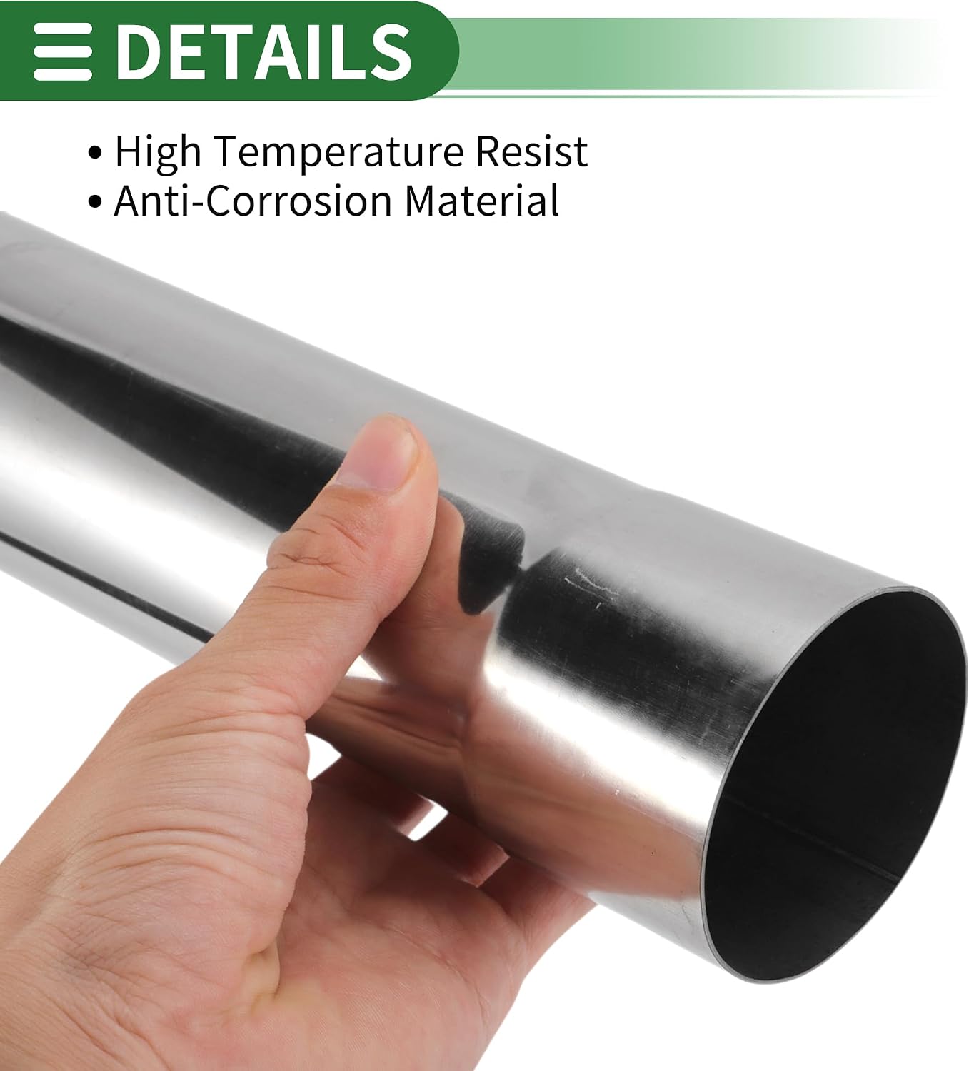 Motoforti 2.5" OD 457mm/18.0inch Length Straight Exhaust Pipe Tube T304 Stainless Steel Car Tubing Piping Surface Polishing Silver Tone