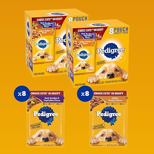 Vista 63 de Pedigree Choice Cuts in Gravy - Alimento húmedo en salsa para perros adultos, paquete surtido de sabores clásicos, bolsas de 3.5oz, 18