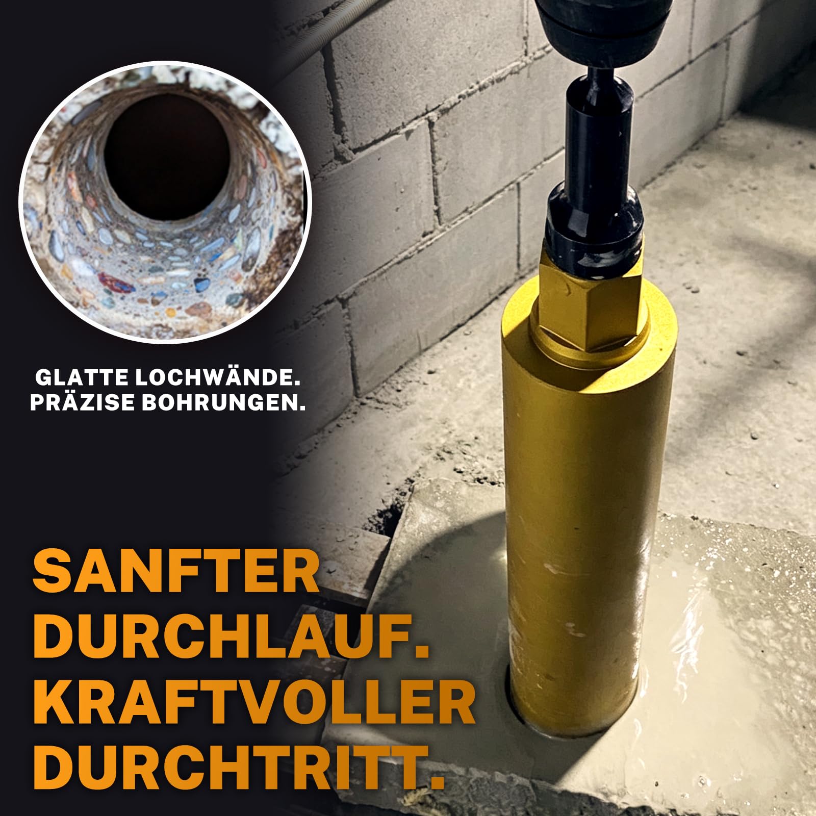 Punta da trapano Ø 120 mm x 460 mm con SDS Plus, corona da 1-1/4", per calcestruzzo armato, muratura, pietra naturale, mattoni (lunghezza utile 410 mm)