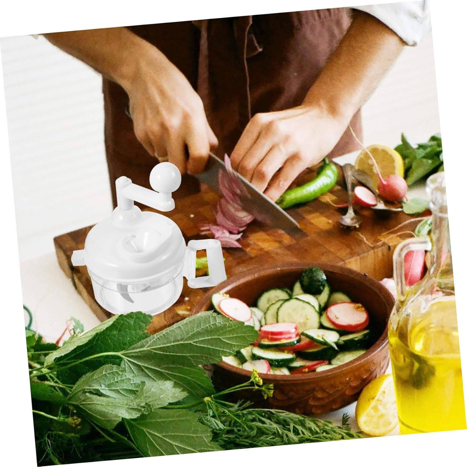 Stainless Steel Vegetable Cutters Manual Food Processor Hand-crank Chopper Slicer Mincer Blender for Kids Easy to Clean Random Color