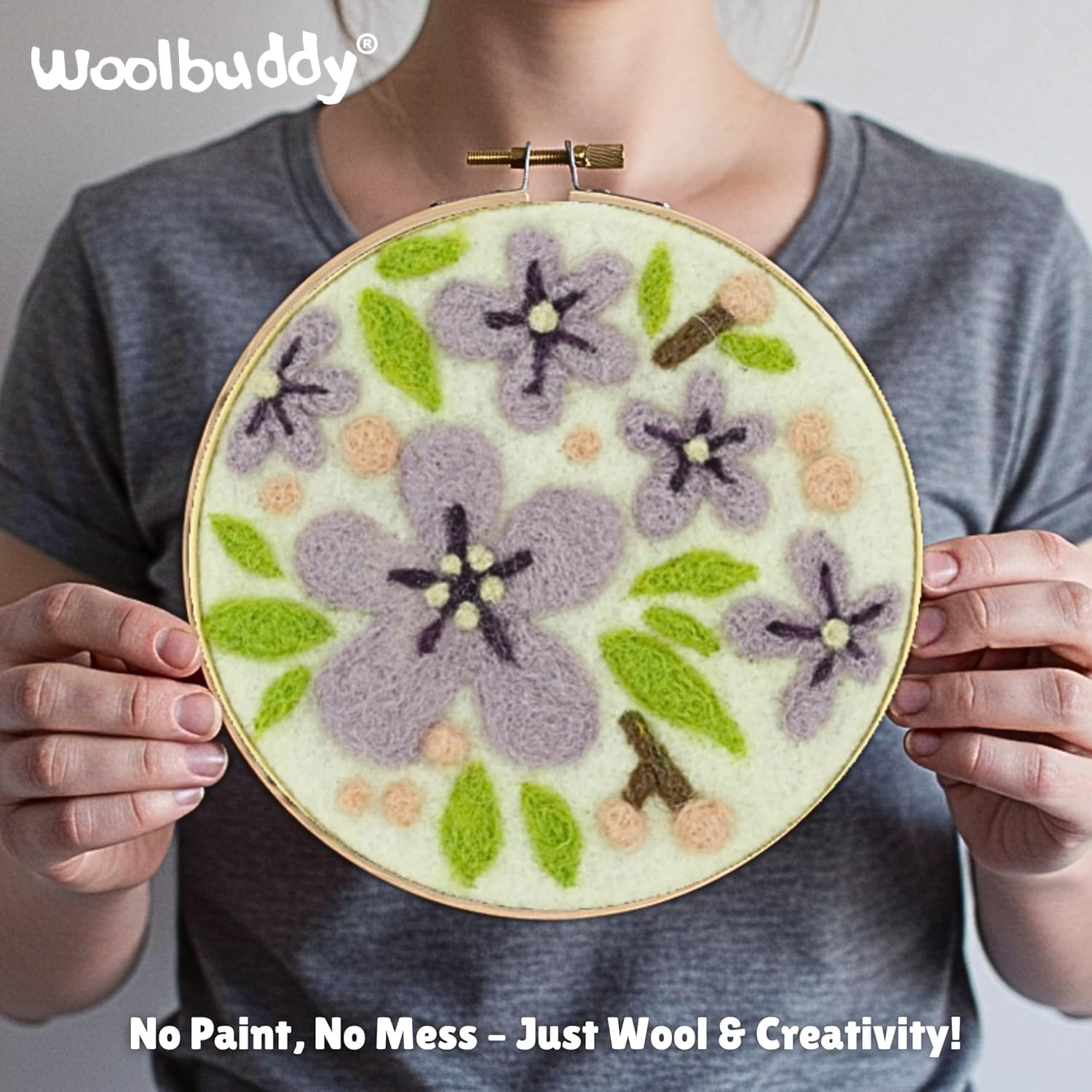 Woolbuddy Kits de iniciación de pintura con lana para manualidades creativas con 3 agujas de fieltro, espuma, fieltro de lana natural e instrucciones útiles (combinado)