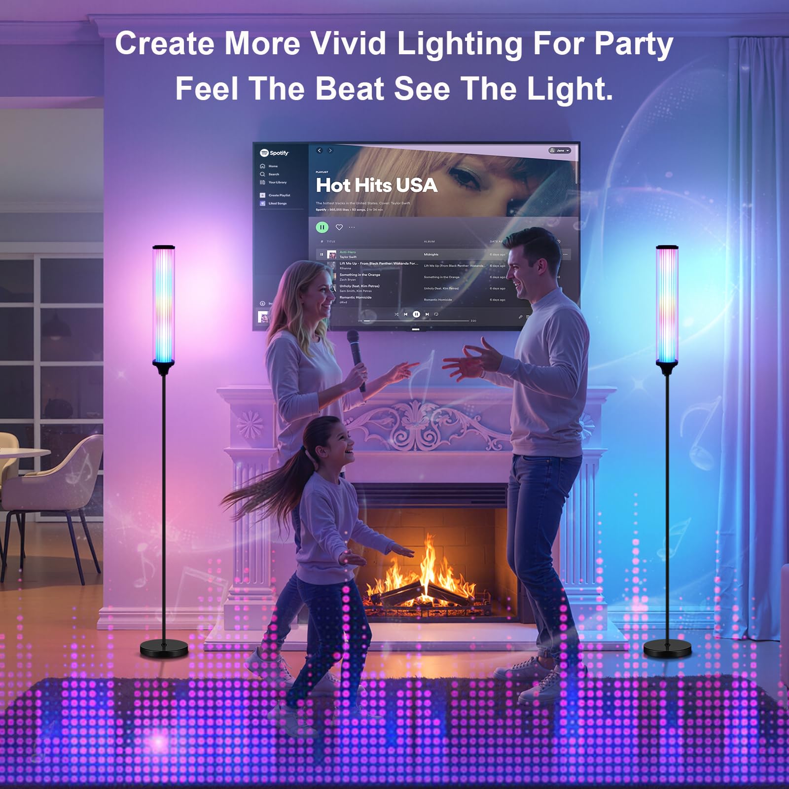 FRIDEKO HOME Lámpara de pie para salón inteligente RGB para sala de estar y decoración de juegos, lámpara de pie con aplicación y mando a distancia, lámpara de esquina alta para dormitorio