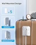 TROND 360° Rotating Flat Plug Power Bar, 3FT Slim Extension Cord Indoor, 5 Multi Outlets 3 USB Ports, 1440J Surge Protector Power Strip for Hard-to-Reach Outlets in Home Office Bedroom Desk, White