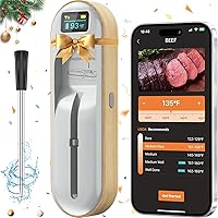 Vista 1 de Termómetro digital inteligente inalámbrico para carne, lectura instantánea, largo alcance Bluetooth, alarma, termómetro de alimentos resistente a