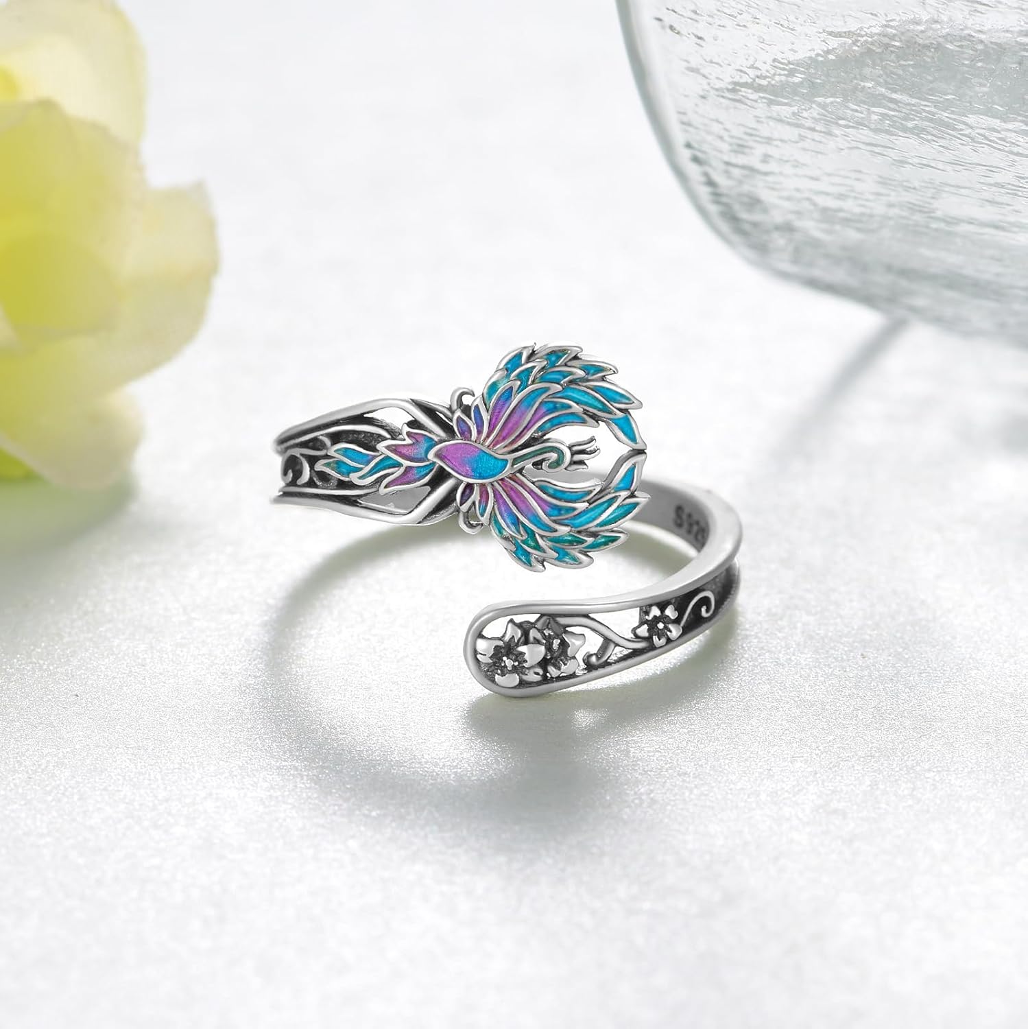 Spoon Rings for Women 925 Sterling Silver Phoenix Ring Adjustable Thumb Ring Phoenix Jewelry Gifts for Women - Image 2
