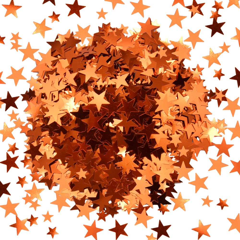 Yosawo 60g/2.1oz Star Confetti Metallic Foil Stars Sequin Table Confetti for Wedding Birthday Party Christmas Decoration(XX/Orange)