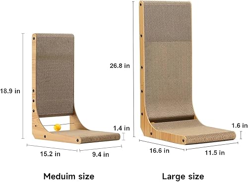 FUKUMARU Cat Scratcher — side view showing full product dimensions