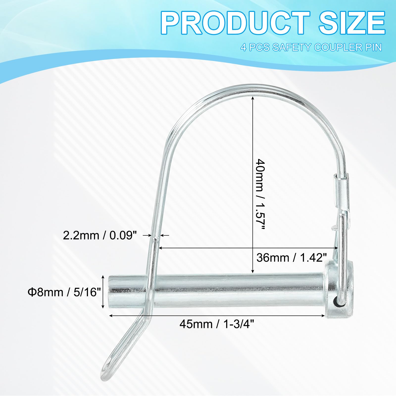 PATIKIL Shaft Locking Pin W Ear 1/4x2-3/4x1.57"(D*L*IW) - Image 2