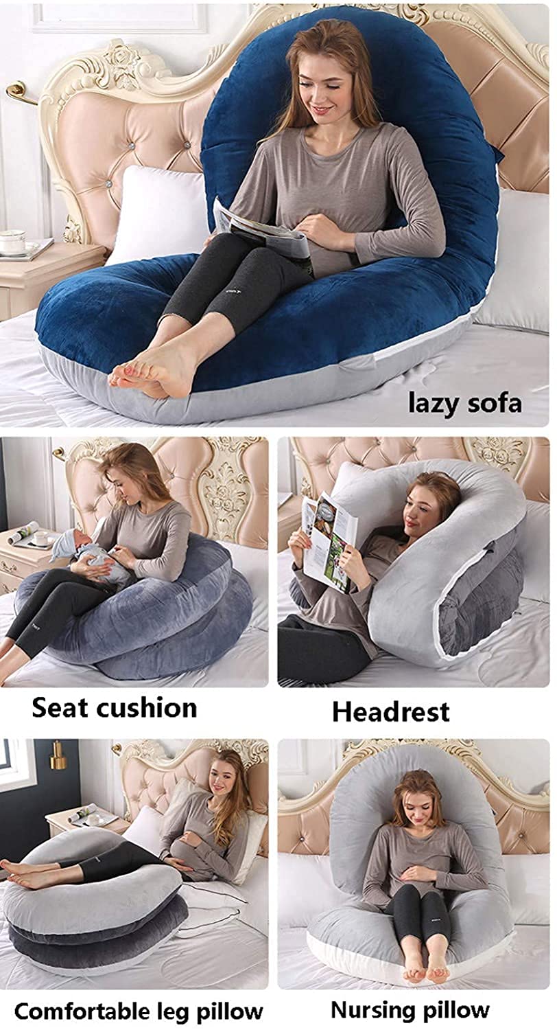 Almohada de Doble cuña para Maternidad, Almohada para Dormir Lateral para Vientre, Cintura, Respaldo, Funda de Almohada Desmontable y extraíble(Color:6;Size:135x70cm)