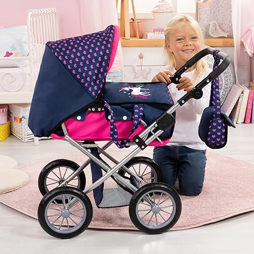Miniatura 6 de Bayer: Baby Doll City Star Pram en lunares, azul/rosa | Muñecas bebé | simulación | Vestir | Accesorios