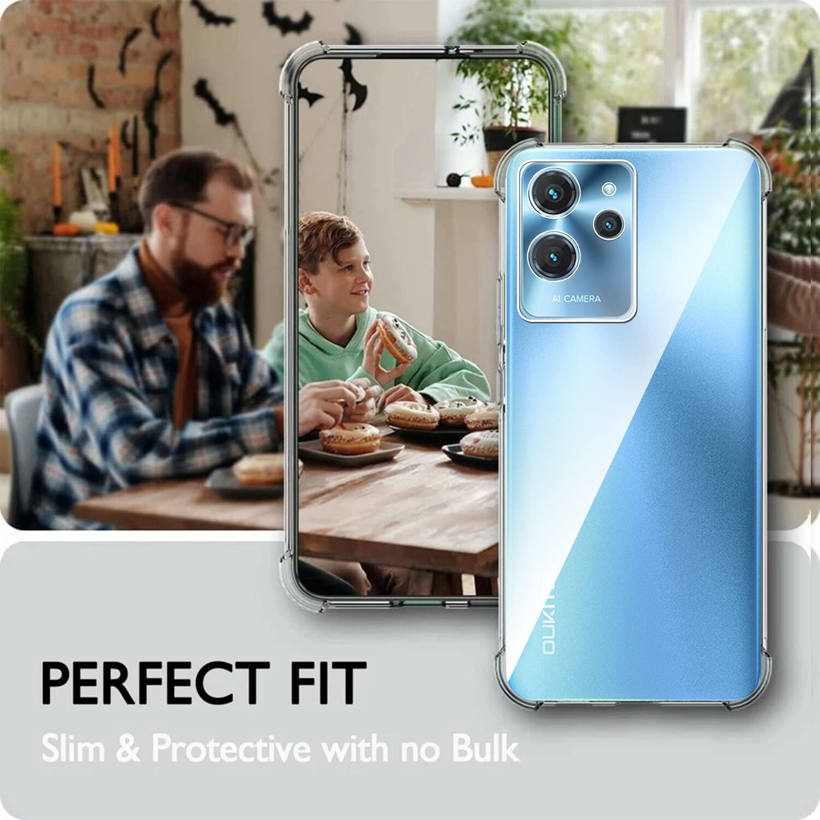 Cover Per Oukitel C32 + 3 Pellicole Vetro Temperato, Custodia Morbida TPU Trasparente Antigraffio E Antiurto, Bordo Rialzato - 2