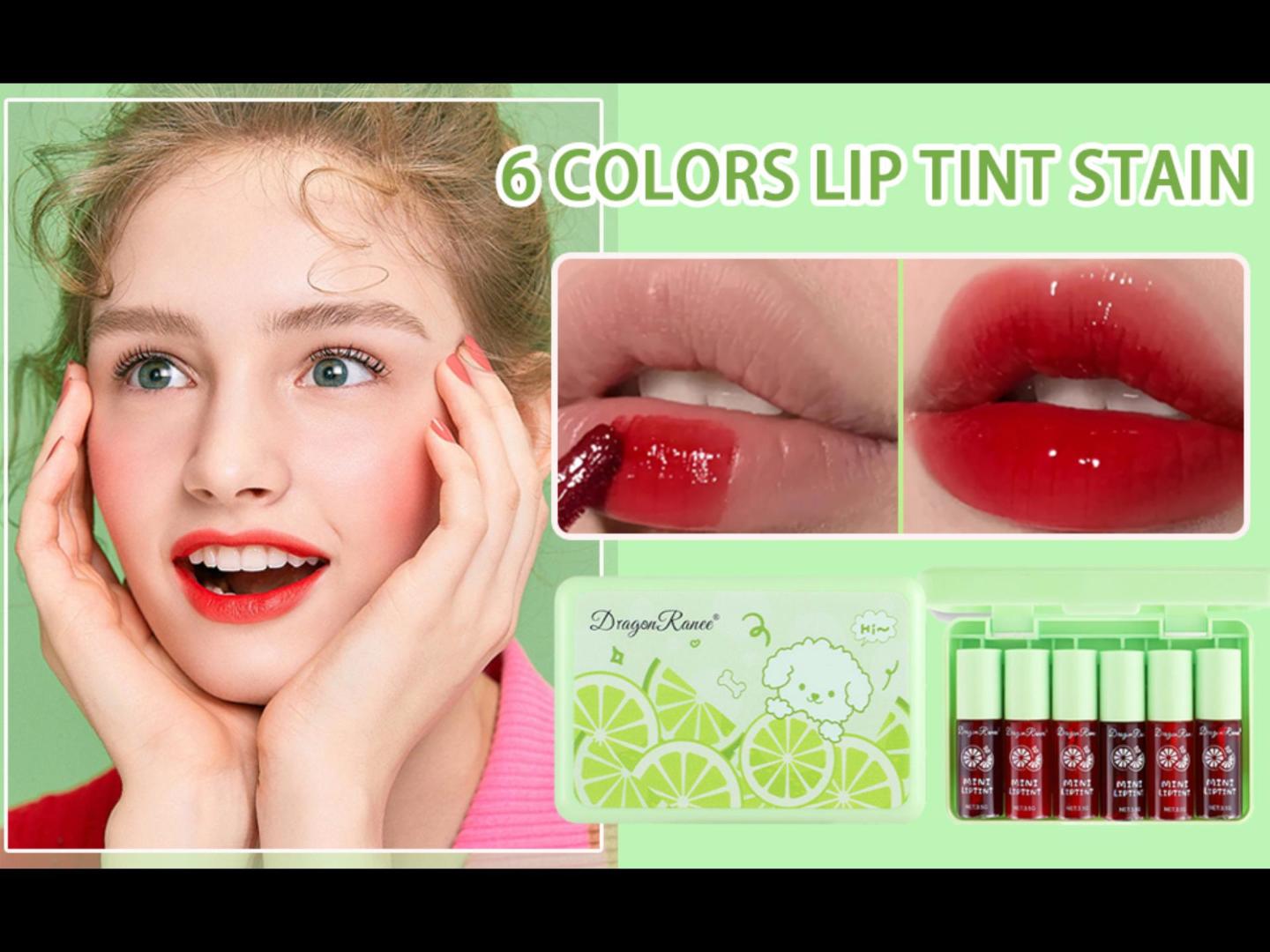 Amazon.com : Minfei 6 Colors Lip Tint Stain Set, Korean Lip Gloss