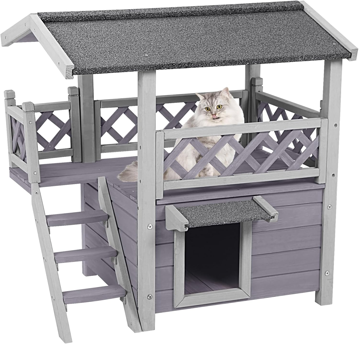 Suumerpety Weatherproof Outdoor Cat House,Feral Cats Shelter for Bunny Small Dogs (Cat House 09B)