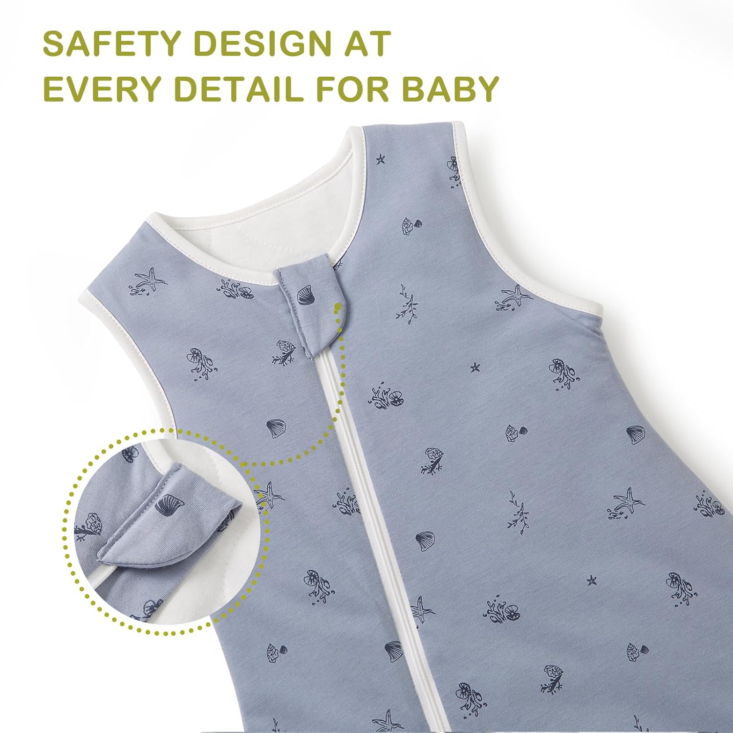 Super Soft 1.5 TOG Sleep Sack with Legs, 100% Organic Cotton Warm Comfy All Season Toddler Sleep Sack with Feet, Ocean, Size M - Image 4