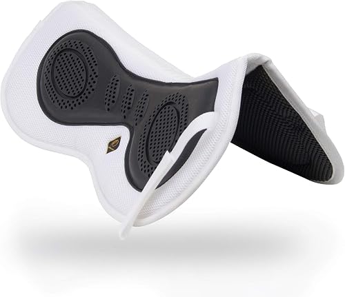 Kavallerie 3D Air-Mesh Half Pad, White, for Impact Protection & Therapeutic Gel Padding for Maximum Support and Stability, Best for Horses Under Saddle, Dressage, Jumping & Training